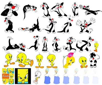 Tweety and Sylvester in Coreldraw