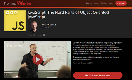 JavaScript: The Hard Parts of Object Oriented JavaScript (2018)