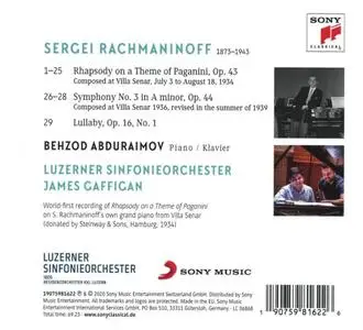 Behzod Abduraimov, James Gaffigan, Luzerner Sinfonieorchester - Rachmaninoff in Lucerne: Rhapsody Op.43, Symphony No.3 (2020)