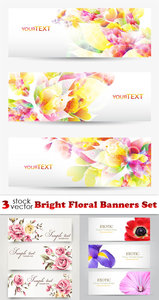 Vectors - Bright Floral Banners Set