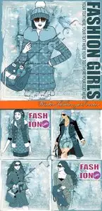 Winter fashion girl vector