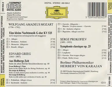 Karajan - Mozart / Grieg / Prokofiev - Eine Kleine Nachtmusik / Holberg Suite / Symphonie Classique (1982)