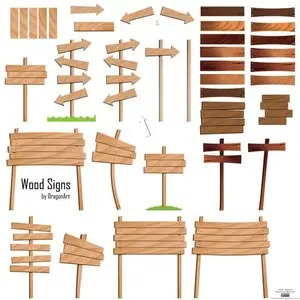 Wood Signs Vector Set 
