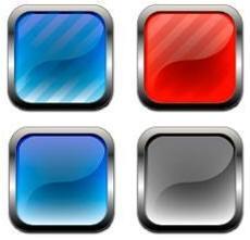 Vector Buttons and Icons - Metal and Glass