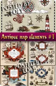 Antique map elements #1 - Stock Vector