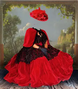 Template for Photoshop - Red dress and hat