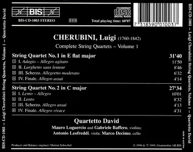 David Quartet - Luigi Cherubini: String Quartets, Vol.1 (1999)