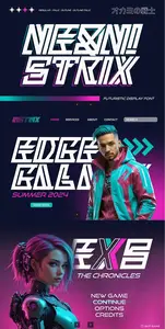 EE - Neon Strix  Futuristic Display Font KWNE28M