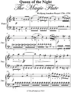 «Queen of the Night the Magic Flute Easy Piano Sheet Music» by Wolfgang Amadeus Mozart