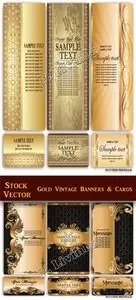 Stock Vecor - Gold Vintage Banners & Cards