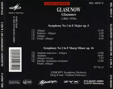 Vladimir Fedoseyev, USSR RTV Symphony Orchestra - Alexander Glazunov: Symphonies Nos. 1 & 2 (1994)
