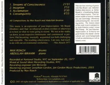 Max Roach & Abdullah Ibrahim - Streams Of Consciousness (1977) {PIADRUM-0301 rel 2003}