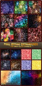 Stock Vector - Pixel Mosaic Backgrounds
