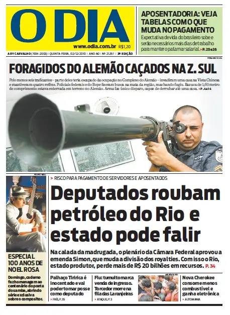 Jornal O Dia em PDF, Quinta, 02 de Dezembro de 2010