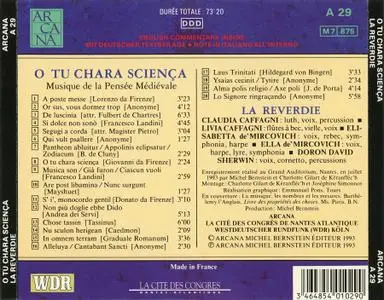 La Reverdie - O tu chara sciença: Musique de la Pensée Médiévale (1993)