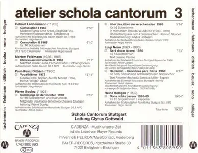 Lachenmann, Feldmann, Dittrich, Boulez, Nono, Holliger - Atelier Schola Cantorum 3 (1993)