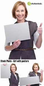 Stock Photo - Girl with posters