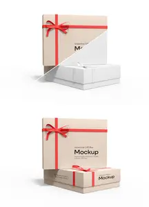 Valentines Gift Box Mockup with Bow and Silk Ribbons 1633998691