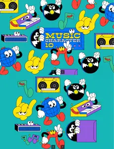 EE - Blue Hand Drawn Music Character Illustration Set QL633LN