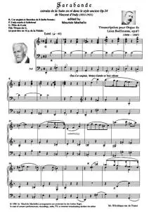 Sarabande (from Suite Op.24) - Organ transcription by Léon Boëllmann Op.27 - Source: Ms. Bibl. Nat. de France)
