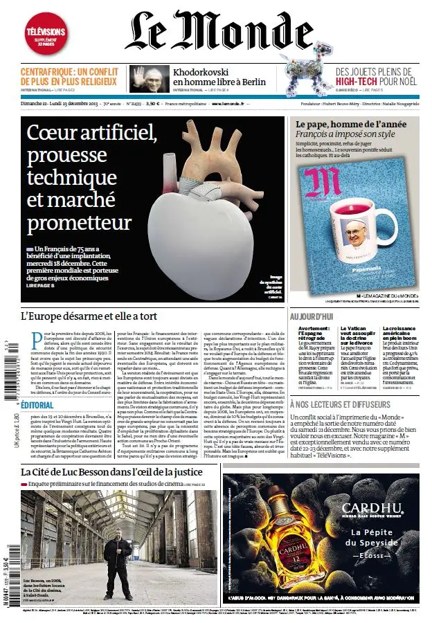 Le Monde & Suppléments du Dimanche 22 et Lundi 23 Décembre 2013