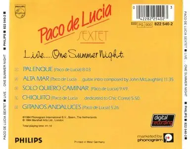Paco de Lucía Sexteto – Live… One Summer Night (1984) -repost