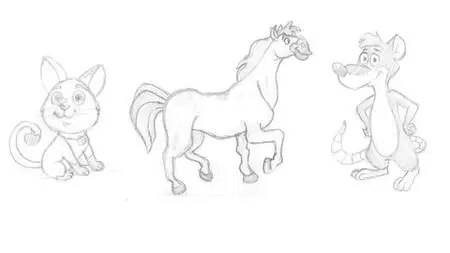 Animal Character Drawing (Cat, Dog, Horse, Rabbit & Mouse)