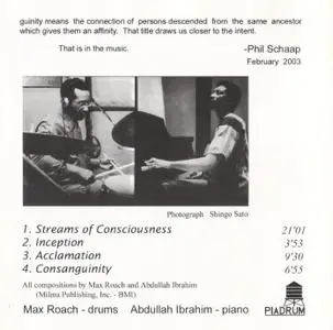Max Roach & Abdullah Ibrahim - Streams Of Consciousness (1977) {PIADRUM-0301 rel 2003}