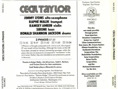 Cecil Taylor - 3 Phasis (1979)