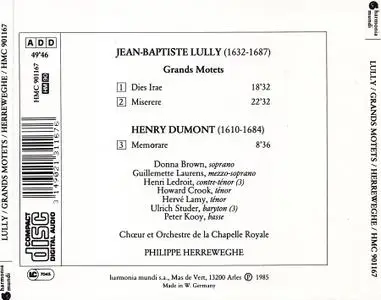 Philippe Herreweghe, La Chapelle Royale - Lully: Grands Motets; Dumont: Memorare (1985)
