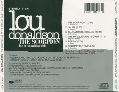 Lou Donaldson - The Scorpion: Live at the Cadillac Club (1970) {Blue Note CDP 531876 rel 1995 Rare Groove}