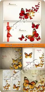 Butterfly invitation cards and backgrounds vector
