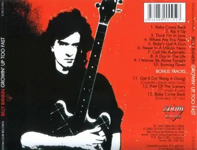 Billy Rankin - Growin' Up Too Fast (1984) {2002, Remastered}