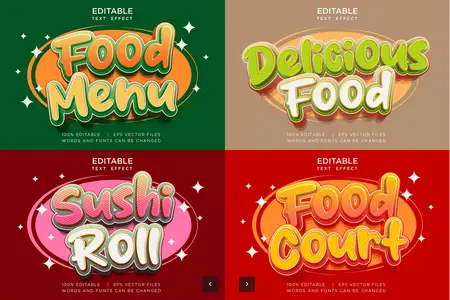 EE - Bundle of 3d Food Text Effects in 4 Variations ENAY9UW