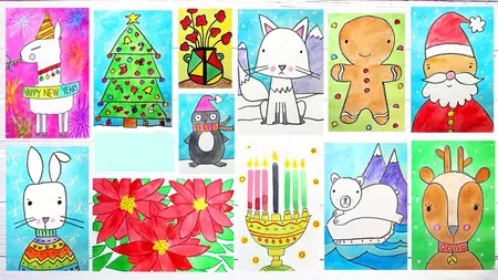 Art Classes for Beginners: Draw & Paint 13 Holiday Projects