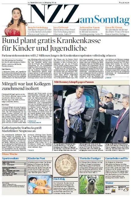 Neue Zürcher Zeitung am Sonntag, 23. September 2012