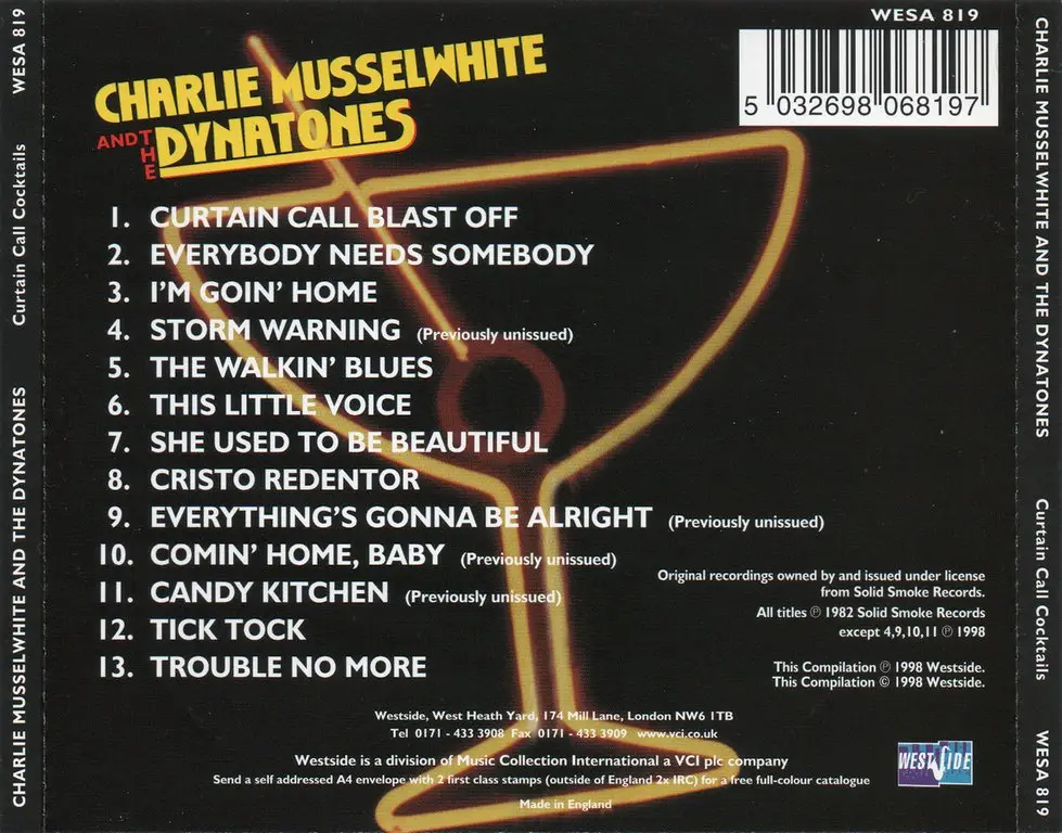 Charlie Musselwhite And The Dynatones Curtain Call Cocktails (1982