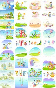 20 Cartoon Illustrations - Education Vector Set
