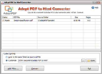 Adept PDF to HTML Converter 3.40