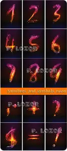 Numbers and symbols neon light
