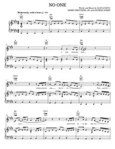 No One - Alicia Keys, Alvin And The Chipmunks: The Squeakquel Movie (Piano-Vocal-Guitar)