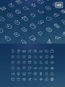 48 iOS 7 Line Icon Pack