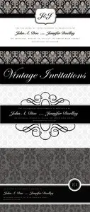 Black White Vintage Invitations Vector