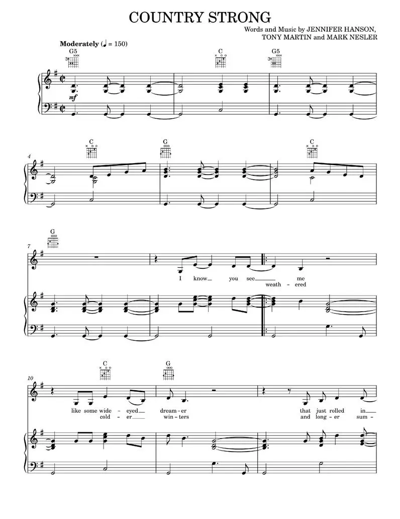 Country Strong - Country Strong Movie, Gwyneth Paltrow (Piano-Vocal-Guitar)