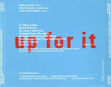 Keith Jarrett / Gary Peacock / Jack DeJohnette - Up For It (2003) {ECM 1860} [Proper Repost]