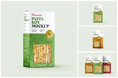 Pasta Box Packaging Mockup Set