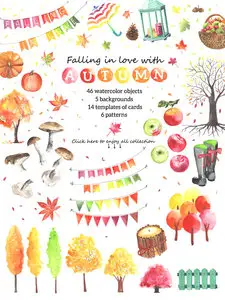 CreativeMarket - Big autumn set Watercolor