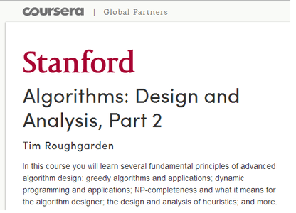 Stanford University: Coursera - Algorithms: Design and Analysis, Part 2 (2013)
