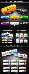Glossy Website Elements & Buttons Vector
