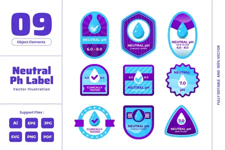 EE - Neutral PH Label  Badge Sticker Liquid Drop Water GQRWB8T